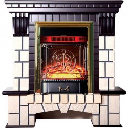 Каминокомплект Interflame Экстер М темный дуб с очагом Majestic FX M Brass