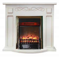 Каминокомплект Interflame Аспен белый патина с очагом Fobos FX M Brass