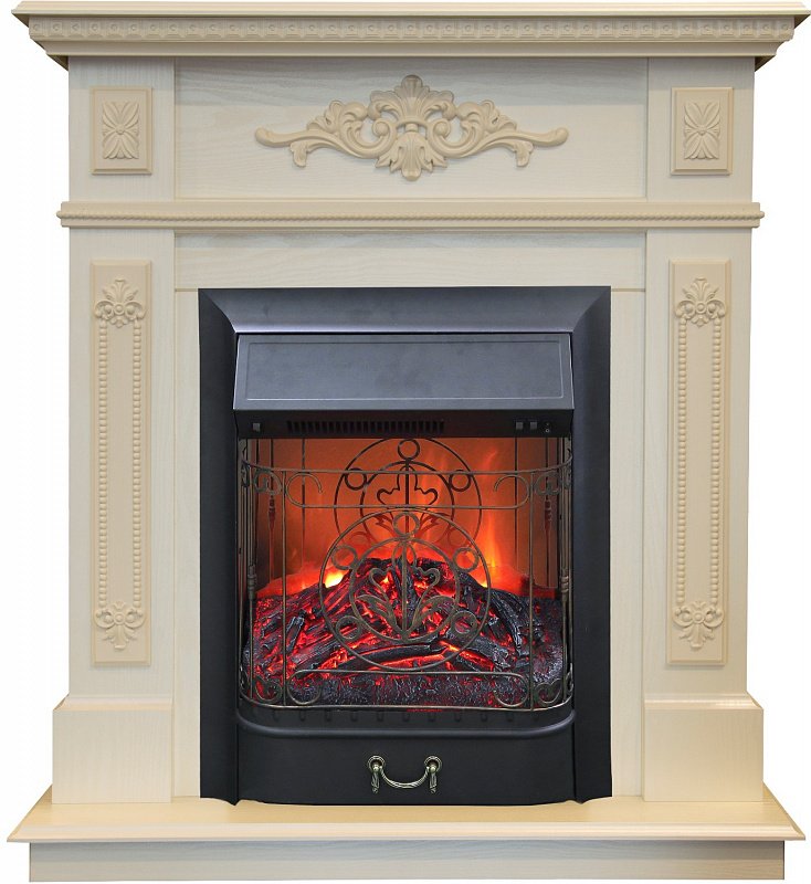 Каминокомплект RealFlame Lilian STD/EUG WT с очагом Majestic Lux Black S