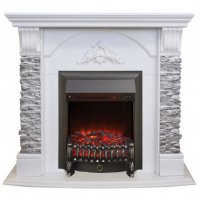 Каминокомплект RealFlame Athena GR STD/EUG/25/25'5 WT с очагом Fobos s Lux Black/Brass