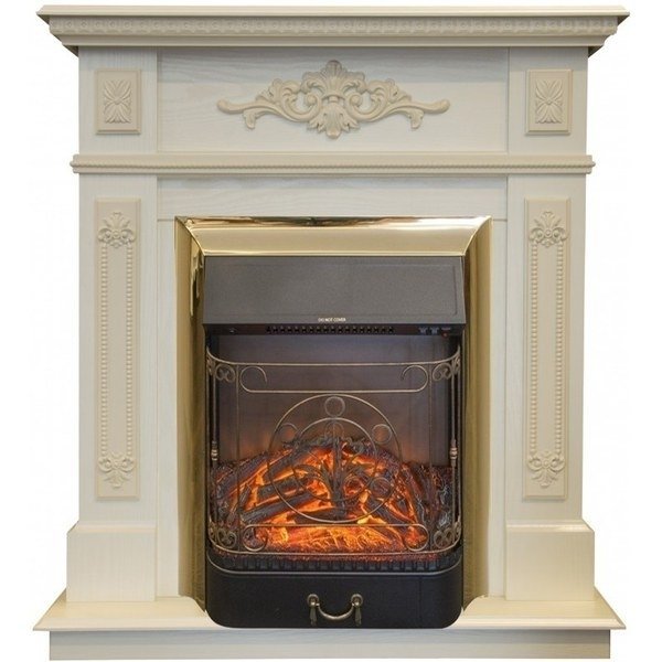 Каминокомплект RealFlame Lilian STD/EUG WT с очагом Majestic Lux Brass S