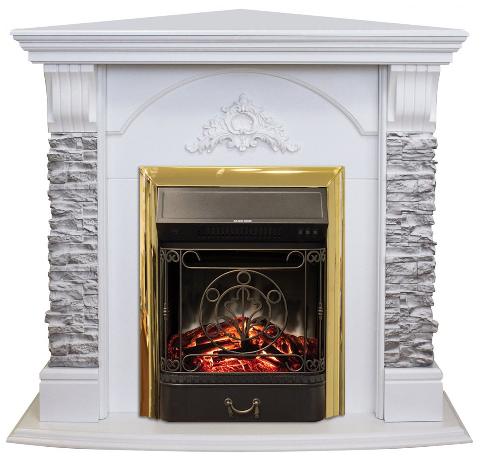 Каминокомплект RealFlame Athena GR STD/EUG/25/25'5 WT с очагом Majestic s Lux Black/Brass