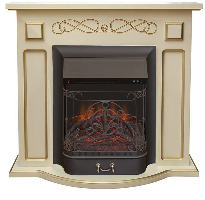 Каминокомплект Interflame Аспен бежевый патина с очагом Majestic FX M Black