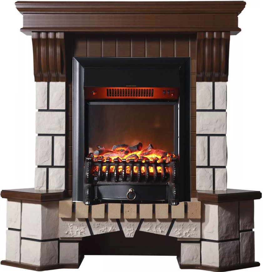 Каминокомплект Interflame Экстер М средний дуб угловой с очагом Fobos FX M Black