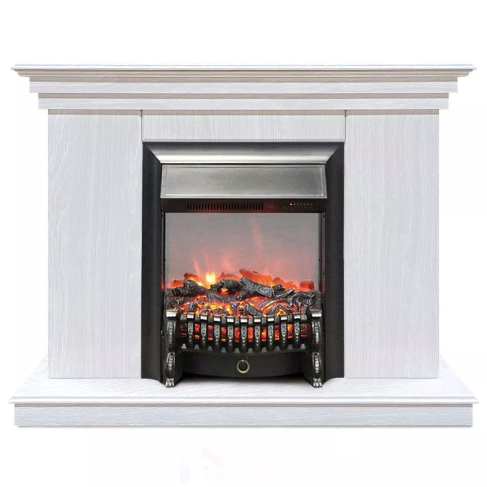 Каминокомплект Хорошие Камины Марс с очагом RealFlame Fobos Lux BL S белое дерево