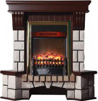 Каминокомплект Interflame Экстер М махагон угловой с очагом Fobos FX M Brass