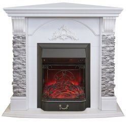 Каминокомплект RealFlame Athena Corner GR STD/EUG/25/25'5 WT с очагом Majestic s Lux Black/Brass