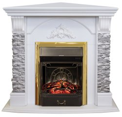 Каминокомплект RealFlame Athena Corner GR STD/EUG/25/25'5 WT с очагом Majestic s Lux Black/Brass