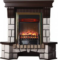 Каминокомплект Interflame Экстер М темный дуб угловой с очагом Fobos FX M Brass