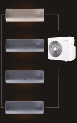 Мульти сплит-система на 4 комнаты 35+25+25+25 м2 ADI/in-12HN8/GOLD*1+ADI/in-09HN8/BLACK*3/ADMI/out-42H5N8 D Series