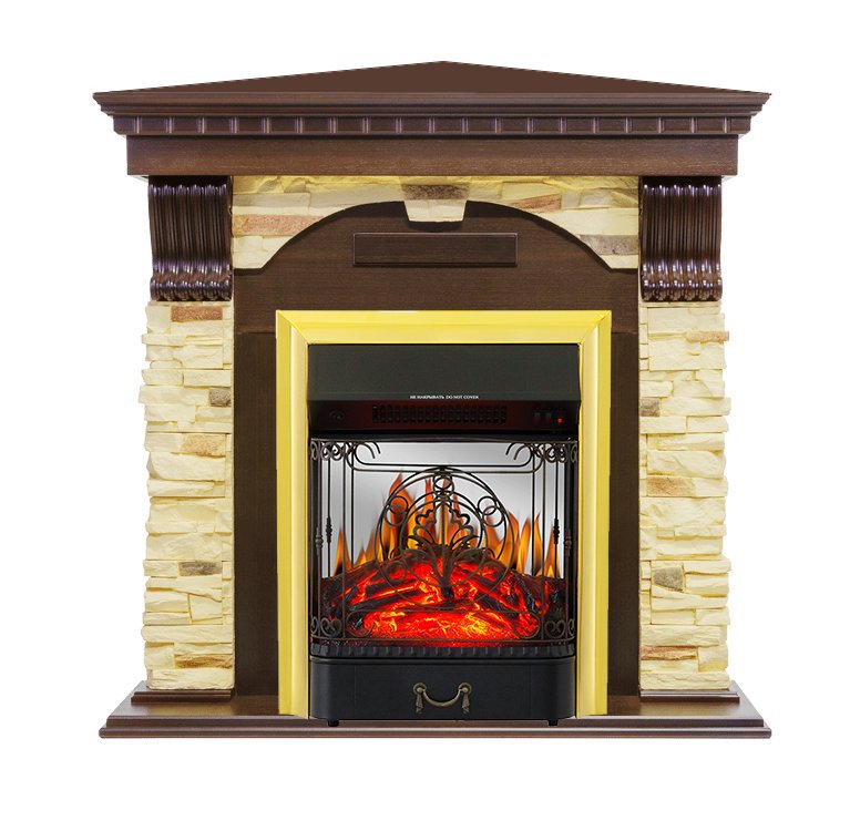 Каминокомплект Royal Flame Dublin угловой с очагом Majestic FX M Brass