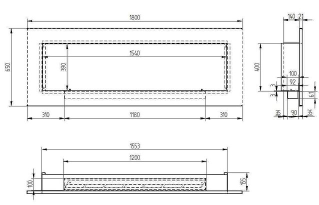 Биокамин Zefire Elliot 1800 c белой рамкой
