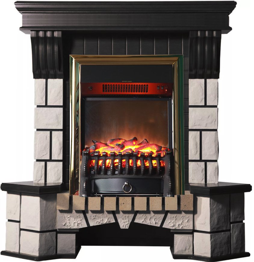 Каминокомплект Interflame Экстер М венге угловой с очагом Fobos FX M Brass