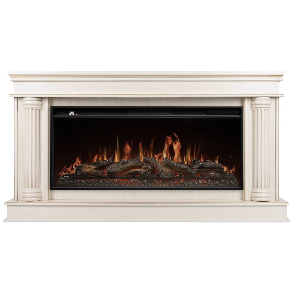 Каминокомплект Royal Thermo Aurora RTFP/P-AR40LS + портал Firelight Olympia 42/40/36 слоновая кость с патиной