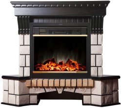 Каминокомплект Interflame Экстер темный дуб угловой с очагом Jupiter FX M Brass