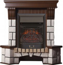 Каминокомплект Interflame Экстер М средний дуб угловой с очагом Majestic FX M Black