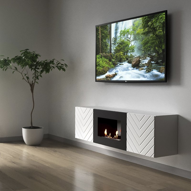 Тумба с биокамином Firelight BFP/P-1400V белый