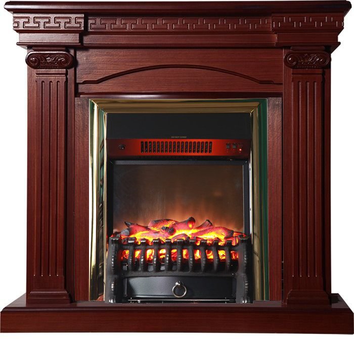 Каминокомплект Interflame Афина махагон с очагом Fobos FX M Brass