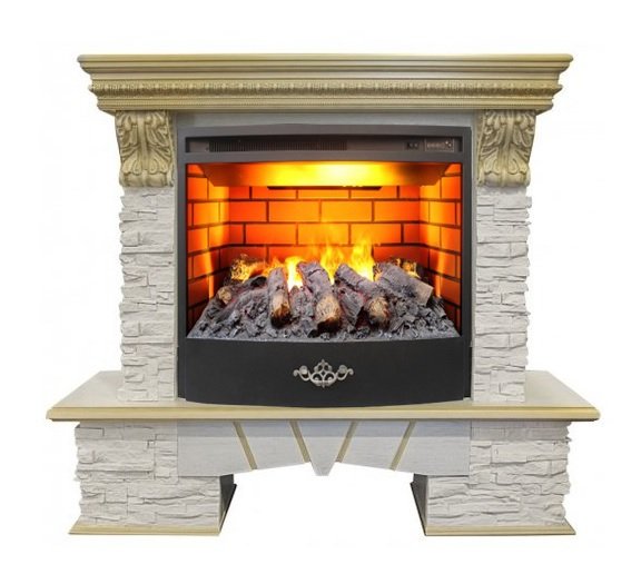 Каминокомплект RealFlame Rockland Lux 25/25.5 WT с очагом 3D Firestar 25.5