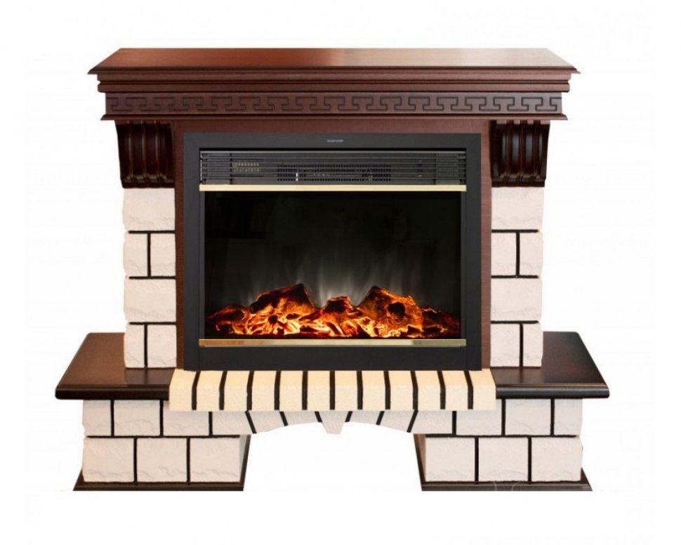 Каминокомплект RealFlame Stone new 26/HL с очагом MoonBlaze LUX Black/Brass