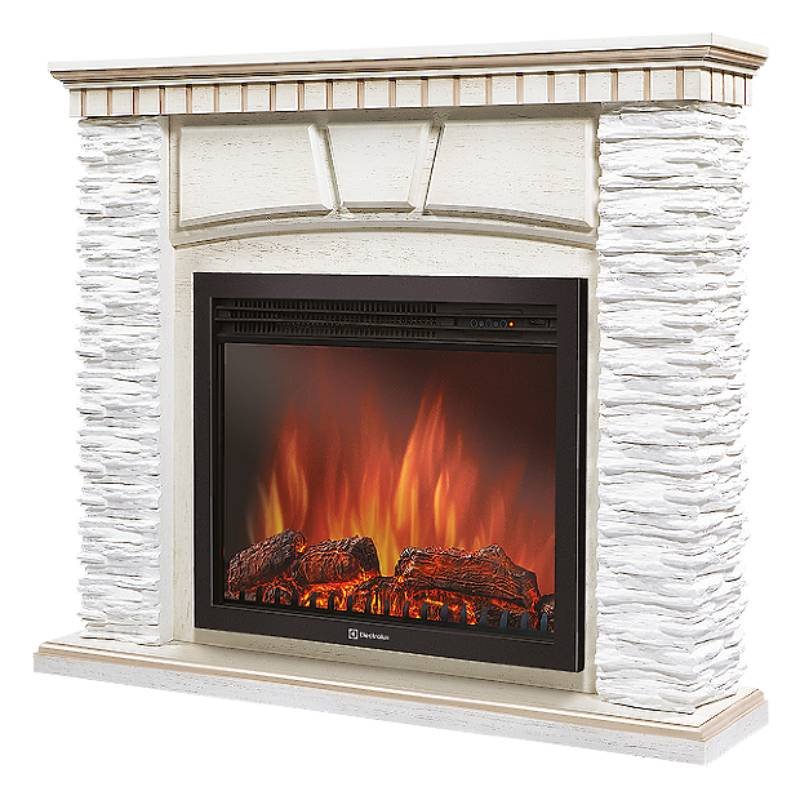 Каминокомплект Firelight Porto 30 с очагом Electrolux EFP/P-3020LS камень белый/шпон беленый дуб