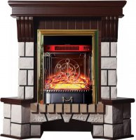 Каминокомплект Interflame Экстер М махагон угловой с очагом Majestic FX M Brass