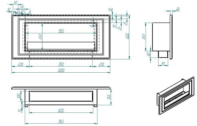Биокамин Zefire Sirius 1200 Long