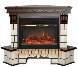 Каминокомплект RealFlame Stone Corner new 26 с очагом MoonBlaze LUX Black/Brass