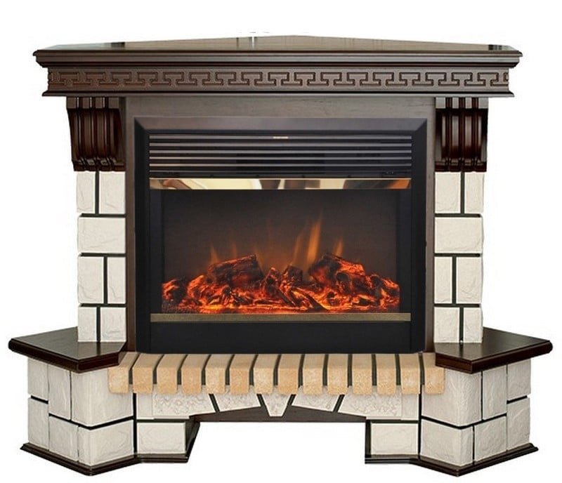 Каминокомплект RealFlame Stone Corner new 26 с очагом MoonBlaze LUX Black/Brass