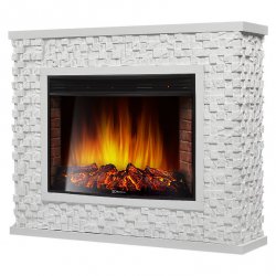 Каминокомплект Firelight Quadro 30 с очагом Electrolux EFP/P-3320RLS камень песчаник античный белый/белая эмаль