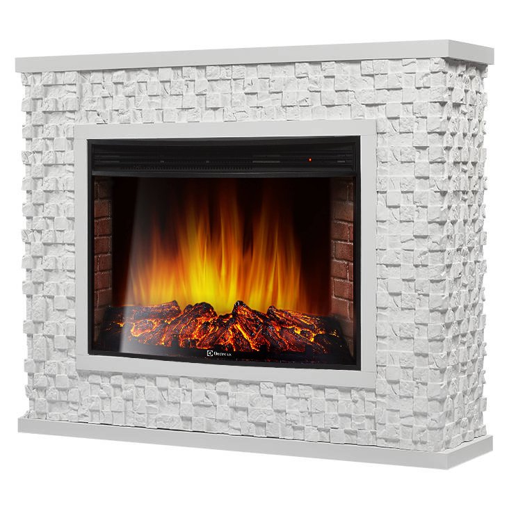 Каминокомплект Firelight Quadro 30 с очагом Electrolux EFP/P-3320RLS камень песчаник античный белый/белая эмаль