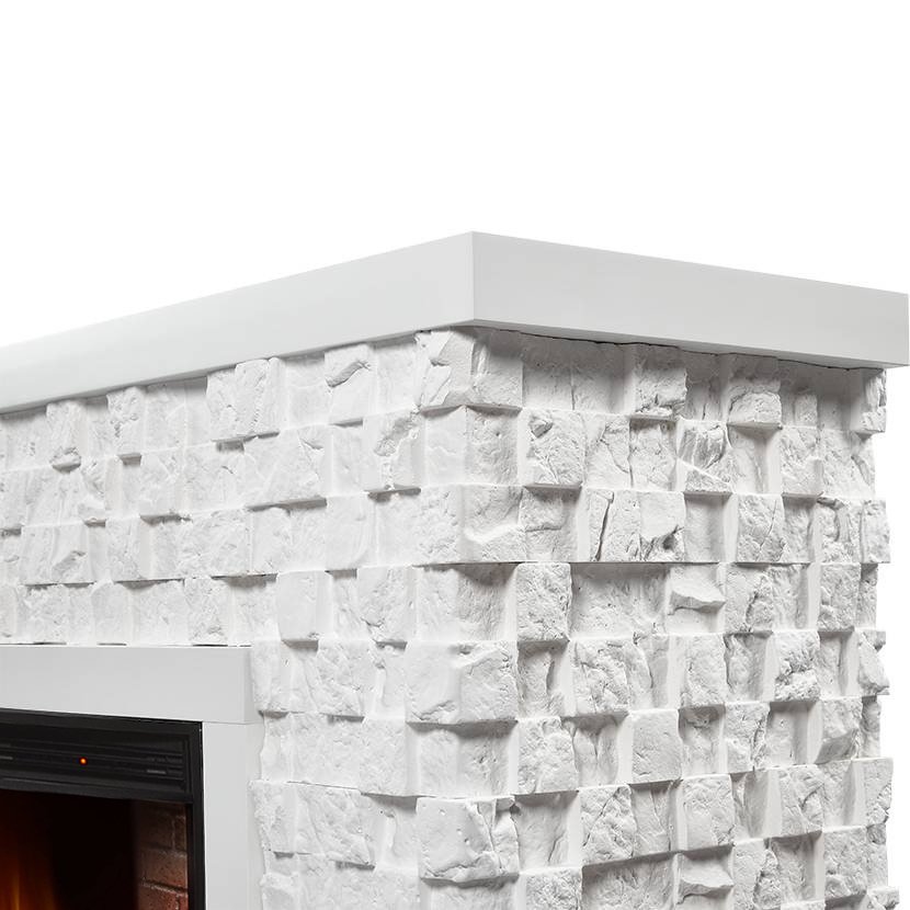 Каминокомплект Firelight Quadro 30 с очагом Electrolux EFP/P-3320RLS камень песчаник античный белый/белая эмаль