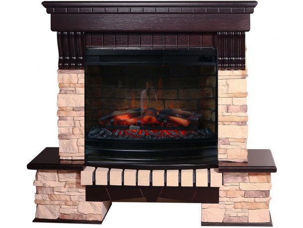 Каминокомплект Interflame Экстер Альпина темный дуб под очаг Panoramic 25-30 LED FX 3D