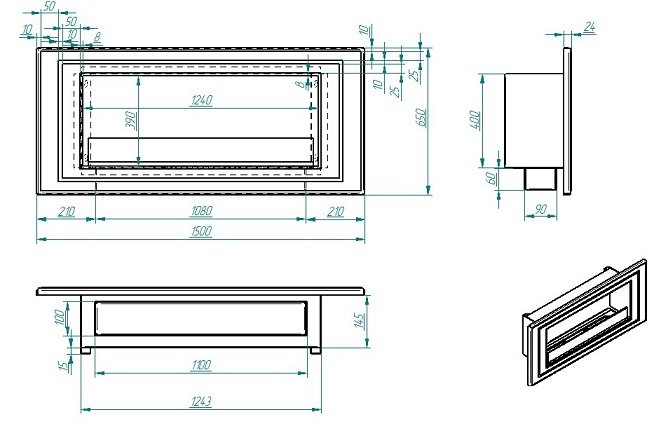Биокамин Zefire Sirius 1500 Long