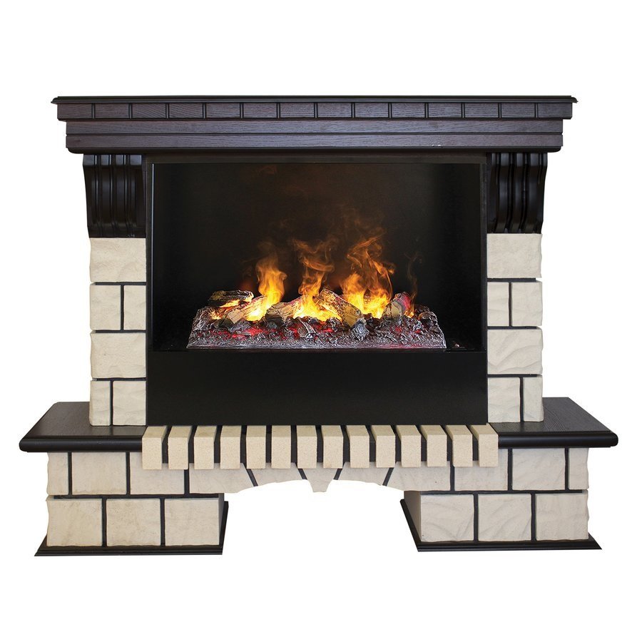 Каминокомплект RealFlame Stone new 26/HL AO (DN) с очагом 3D Cassette 630 + Black вставка