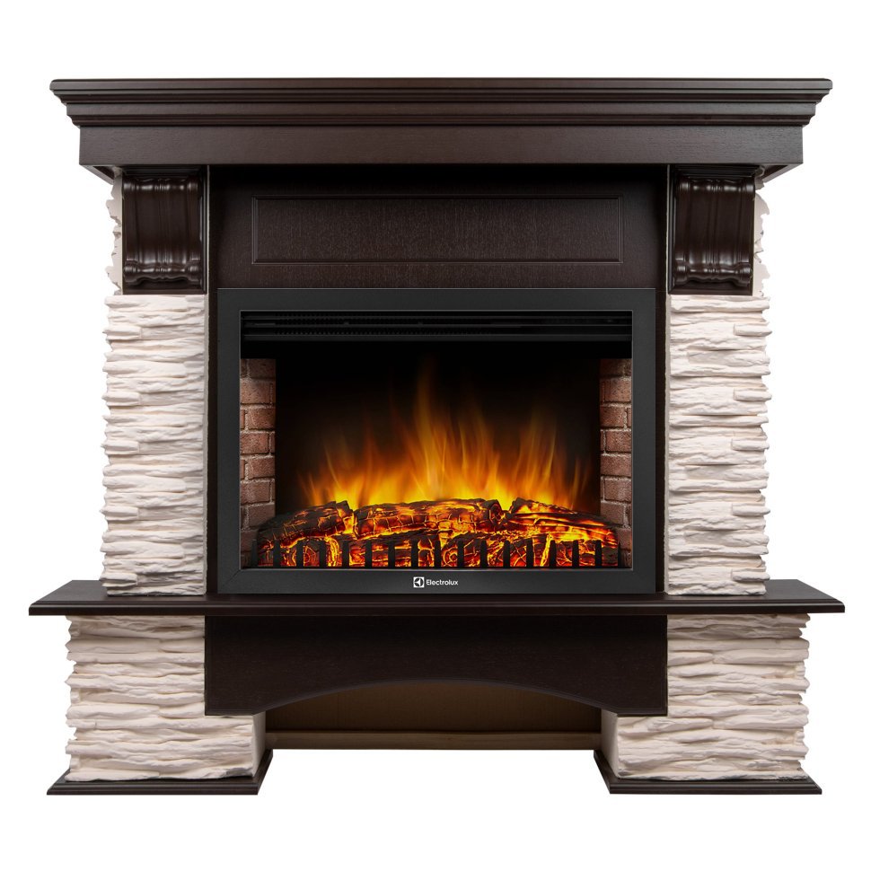 Каминокомплект Firelight Pietra Nuovo 30 с очагом Electrolux EFP/P-3020LS сланец белый/шпон темный дуб