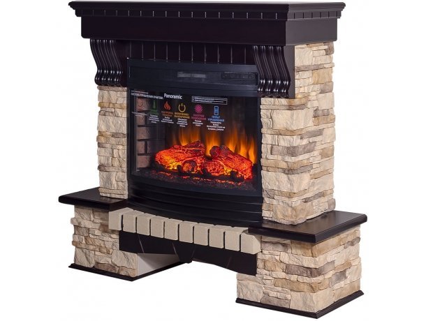 Каминокомплект Interflame Экстер Альпина темный дуб с очагом Panoramic 06 25 LED FX QZ
