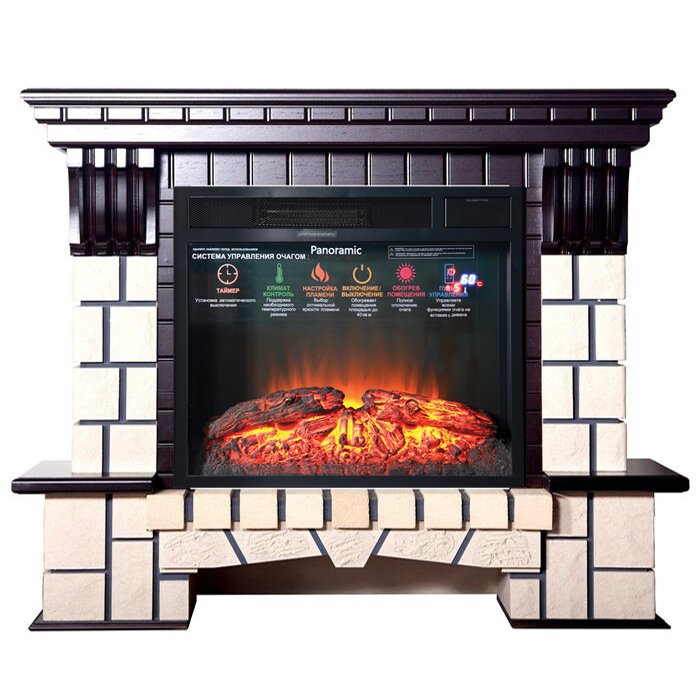 Каминокомплект Interflame Экстер М темный дуб с очагом Foton 23 LED FX