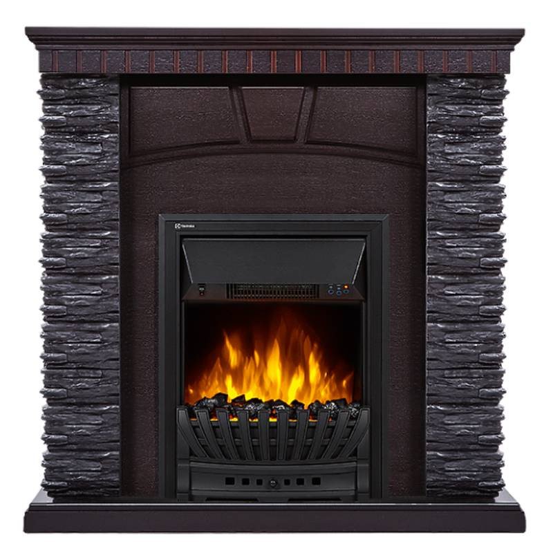 Каминокомплект Firelight Porto Classic с очагом Electrolux EFP/P-1020LS камень черный/шпон венге