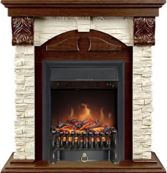 Каминокомплект Royal Flame Dublin (Разборный) с очагом Fobos FX Black орех каньон/сланец