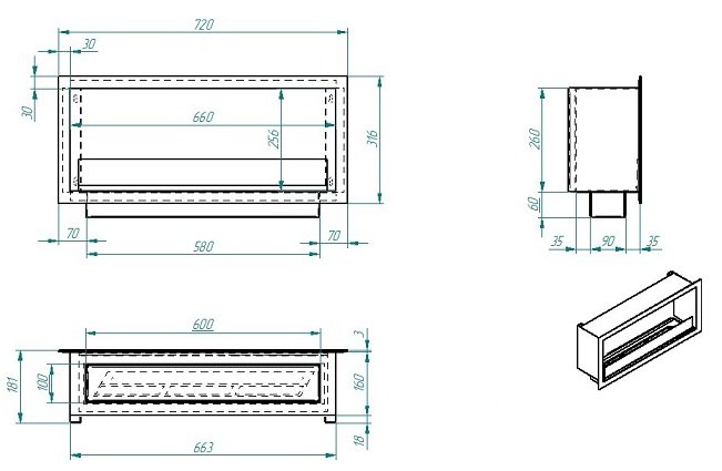 Биокамин Zefire Flagman 700 Long