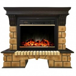 Каминокомплект RealFlame Stone Brick 26 с очагом MoonBlaze LUX Black/Brass