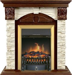 Каминокомплект Royal Flame Dublin (Разборный) с очагом Fobos FX Brass орех каньон/сланец