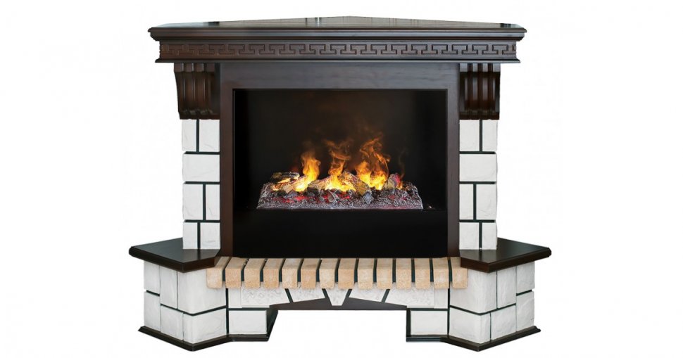 Каминокомплект RealFlame Stone Corner new 26/HL AO (DN) с очагом 3D Cassette 630 + Black вставка