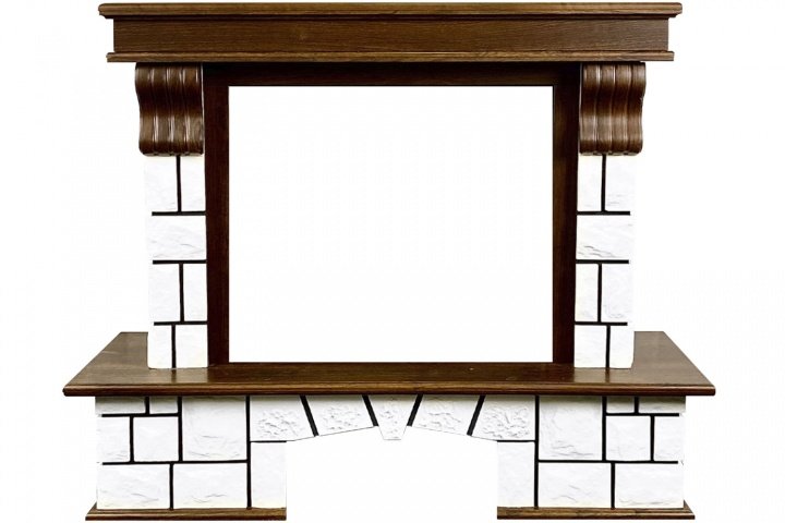 Портал Royal Flame Porto под очаг Jupiter FX New Орех/Белый камень (разборный)