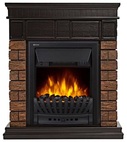 Каминокомплект Firelight Bricks Wood Classic с очагом Electrolux EFP/P-1020LS камень темный/шпон венге