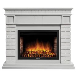 Каминокомплект Firelight Bricks 25U (угловой) с очагом Electrolux EFP/P-2520LS камень белый/белая эмаль