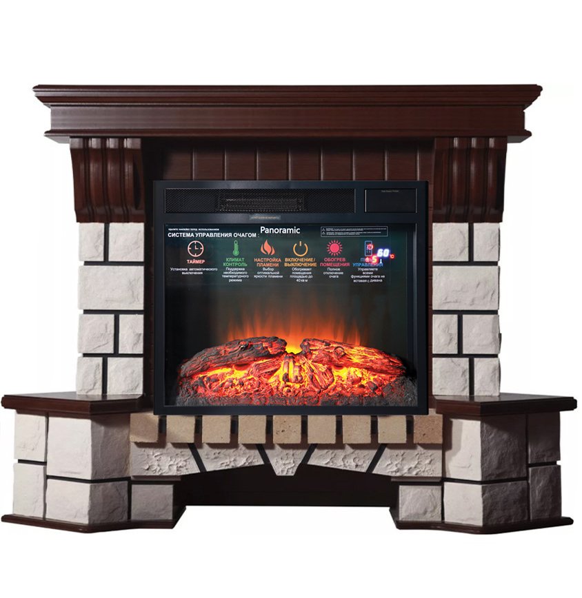 Каминокомплект Interflame Экстер М махагон угловой с очагом Foton 23 LED FX