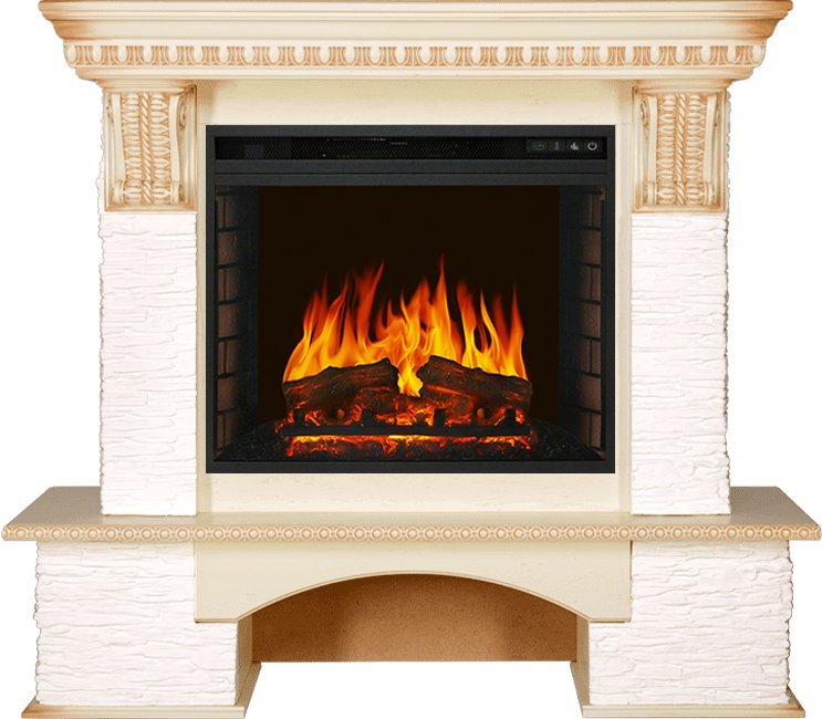 Каминокомплект Royal Flame Pierre Luxe сланец мелкий белый c очагом Vision 23 EF LED FX