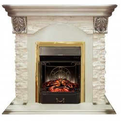 Каминокомплект RealFlame Dublin LUX STD/EUG WT с очагом Majestic s Lux Black/Brass